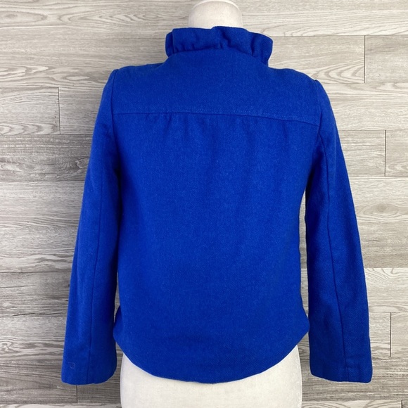 J.Crew Neon Blue Ruffle Front Wool Peacoat 6 - Picture 5 of 6